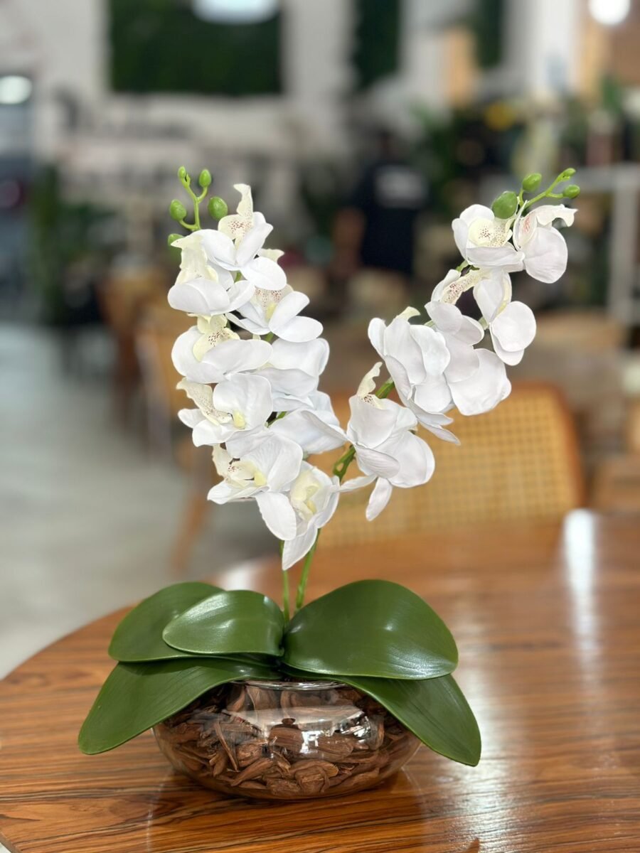 Arranjo De Orquídea Branca Artificial Com 2 Hastes  (P) - Image 2