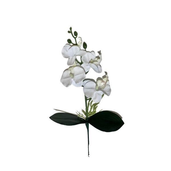 Mini Orquídea Artificial Branca Com folha